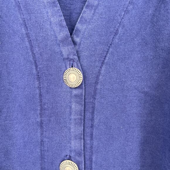 Vtg Blue Cactus Vest Womens 1X Blue Cat Lagenlook Artsy Tank Top Cottagecore - Picture 6 of 7